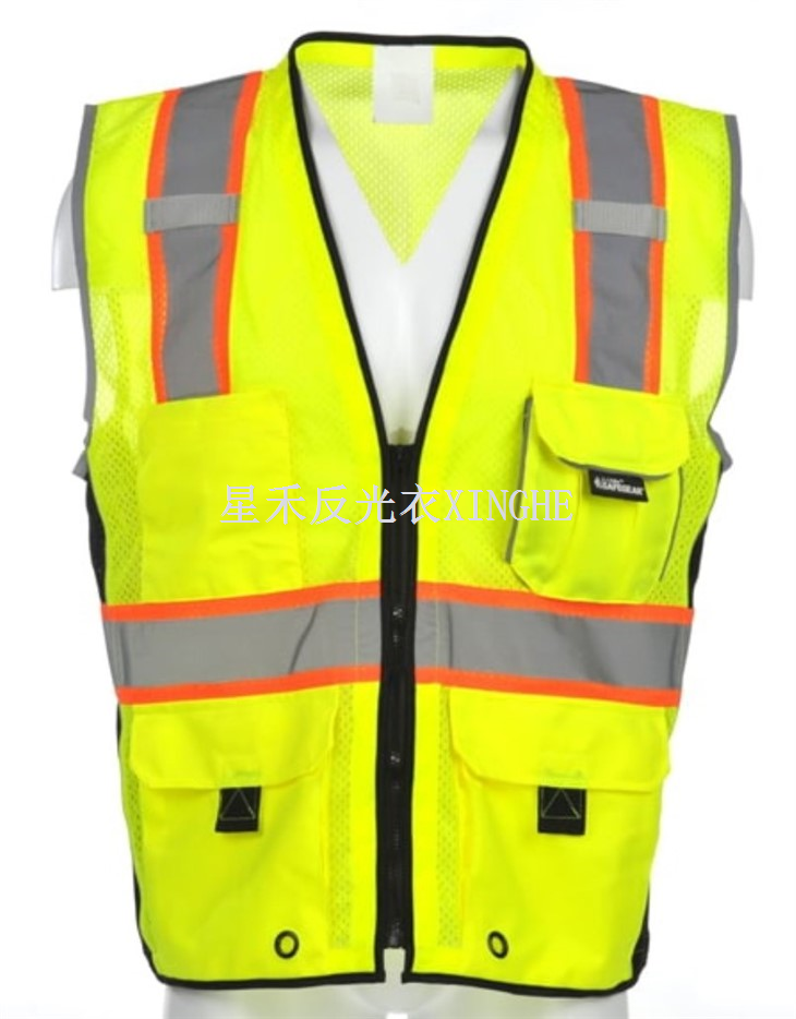 Heavy Duty sikkerhetsvest – Glidelåslukking med vertikalt refleksbånd