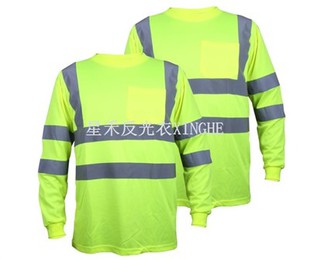 Hi Vis Grønn T-skjorte med lang ermet reflekterende tape