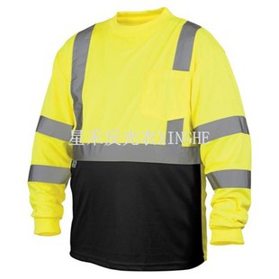 Hi-Viz Langermet T-skjorte med svart bunn